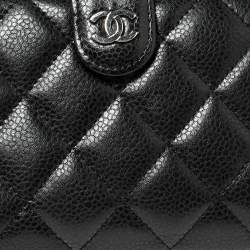 Chanel Black Quilted Caviar Leather L-Zip Pocket Wallet