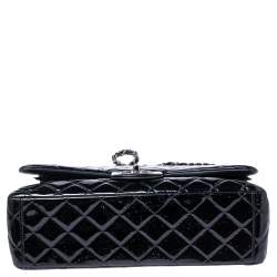 Chanel Black Quilted Patent Leather Maxi Classic Double Flap Bag