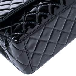 Chanel Black Quilted Patent Leather Maxi Classic Double Flap Bag