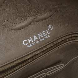 Pre Owned Chanel Beige Python Leather Classic Flap Shoulder Bag