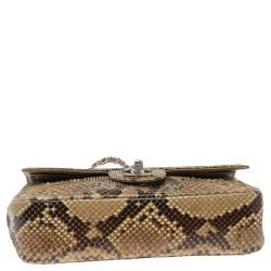 Pre Owned Chanel Beige Python Leather Classic Flap Shoulder Bag