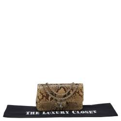 Pre Owned Chanel Beige Python Leather Classic Flap Shoulder Bag