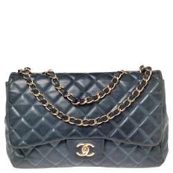 مملوكة مسبقًا Chanel Blue Quilted Lambskin Leather Jumbo Classic Single Flap Bag