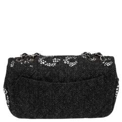 Pre Owned حقيبة شانيل تويد جامبو كلاسيك كريستال أسود مزخرف بقلاب