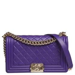 Chanel Purple Quilted Leather Medium Boy Bag Chanel