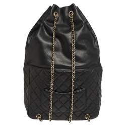 Pre Owned Chanel Black Quilted Leather Large Seoul Backpack