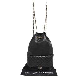 Pre Owned Chanel Black Quilted Leather Large Seoul Backpack