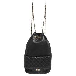 Chanel CC Vintage Drawstring Backpack Black