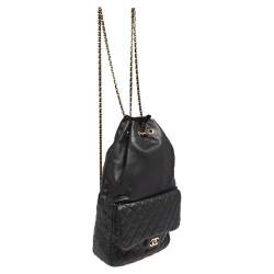 Pre Owned Chanel Black Quilted Leather Large Seoul Backpack