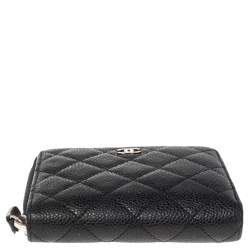 Pre Owned Chanel Black Caviar Leather Petit Portefeuille Wallet