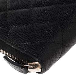 Pre Owned Chanel Black Caviar Leather Petit Portefeuille Wallet