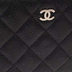 Pre Owned Chanel Black Caviar Leather Petit Portefeuille Wallet