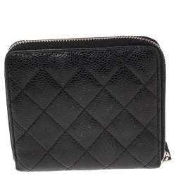 Pre Owned Chanel Black Caviar Leather Petit Portefeuille Wallet