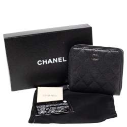 Pre Owned Chanel Black Caviar Leather Petit Portefeuille Wallet
