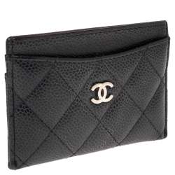 Chanel Black Quilted Leather CC Card Holder 