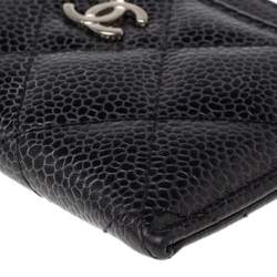 Chanel Black Quilted Leather CC Card Holder 