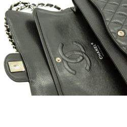 Pre Owned Chanel Black Leather Medium Classic Double Flap Bag