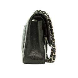 Pre Owned Chanel Black Leather Medium Classic Double Flap Bag