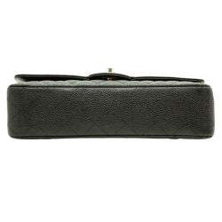 Pre Owned Chanel Black Leather Medium Classic Double Flap Bag