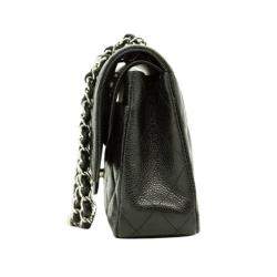 Pre Owned Chanel Black Leather Medium Classic Double Flap Bag