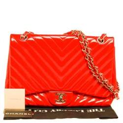 Pre Owned حقيبة شانيل كلاسيك جامبو جلد خروف مبطن أزرق بقلاب واحد