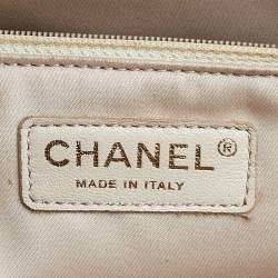 Pre Owned Chanel Beige Quilted Caviar Leather Grand Shopping Tote