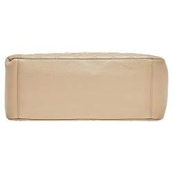 Pre Owned Chanel Beige Quilted Caviar Leather Grand Shopping Tote