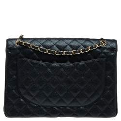 Chanel Black Quilted Caviar Leather Maxi Classic Double Flap Bag