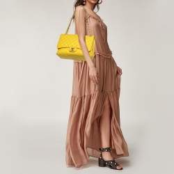 مملوكة مسبقًا Chanel Yellow Quilted Lambskin Leather Maxi Classic Single Flap Bag