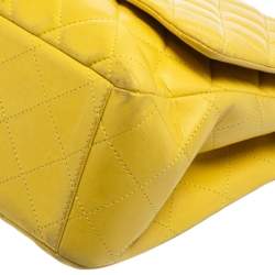 مملوكة مسبقًا Chanel Yellow Quilted Lambskin Leather Maxi Classic Single Flap Bag