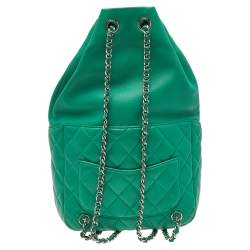 Pre Owned Chanel Green Quilted Leather Small Seoul Backpack