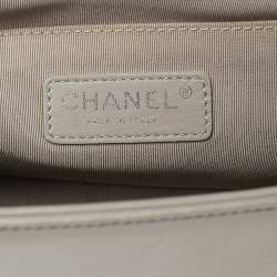 Chanel Grey Quilted Leather Medium Boy Bag