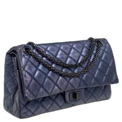 Pre Owned Chanel Metallic Purple Quilted Leather Reissue 2.55 Classic 226 Flap Bag