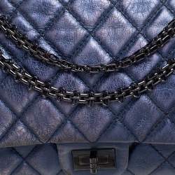 Pre Owned Chanel Metallic Purple Quilted Leather Reissue 2.55 Classic 226 Flap Bag