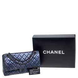 Pre Owned Chanel Metallic Purple Quilted Leather Reissue 2.55 Classic 226 Flap Bag