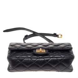Pre Owned Chanel Black Quilted Leather Reissue Waist Bag