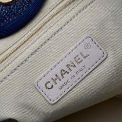 Pre Owned Chanel Navy Blue Denim Large Deauville Shopping Tote