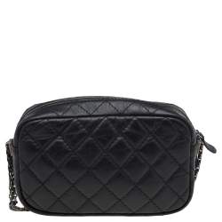 Pre Owned Chanel Black Aged Quilted Leather Mini Reissue Camera Bag