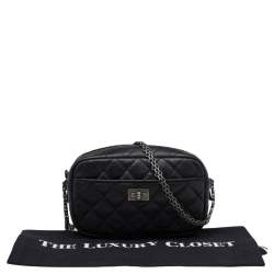 Pre Owned Chanel Black Aged Quilted Leather Mini Reissue Camera Bag