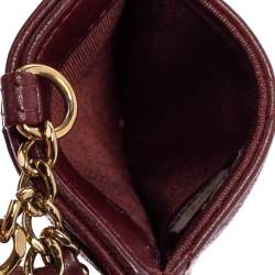 مملوكة مسبقًا حافظة بطاقات شانيل اينفينيتي لانيارد جلد مبطن أحمر داكن