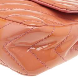 Pre Owned Chanel Pink Quilted Patent Leather Medium Classic Single Flap Bag