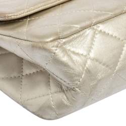 Pre Owned Chanel Silver Quilted Leather Reissue 2.55 Classic 227 Flap Bag