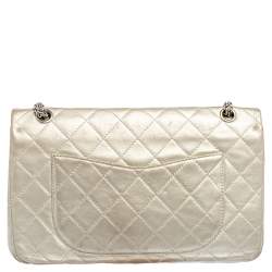 Pre Owned Chanel Silver Quilted Leather Reissue 2.55 Classic 227 Flap Bag