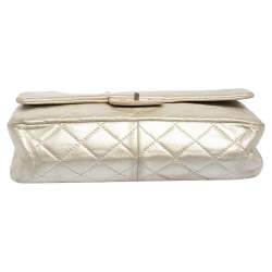 Pre Owned Chanel Silver Quilted Leather Reissue 2.55 Classic 227 Flap Bag