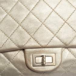 Pre Owned Chanel Silver Quilted Leather Reissue 2.55 Classic 227 Flap Bag