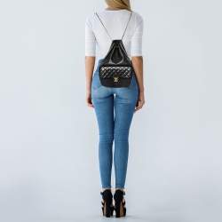 Pre Owned Chanel Black Quilted Leather Large In Seoul Backpack