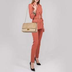 مملوكة مسبقًا  حقيبة شانيل ريشيو 2.55 كلاسيك 228 جلد ثعبان بيج بقلاب