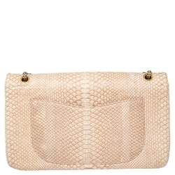 مملوكة مسبقًا  حقيبة شانيل ريشيو 2.55 كلاسيك 228 جلد ثعبان بيج بقلاب