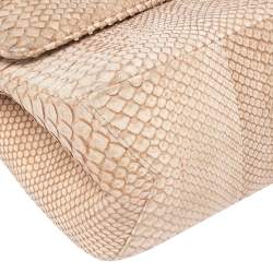 مملوكة مسبقًا  حقيبة شانيل ريشيو 2.55 كلاسيك 228 جلد ثعبان بيج بقلاب