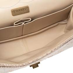 مملوكة مسبقًا  حقيبة شانيل ريشيو 2.55 كلاسيك 228 جلد ثعبان بيج بقلاب